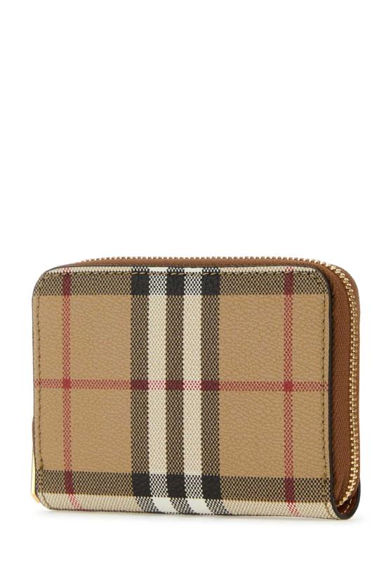  버버리 체크 레더 지퍼 지갑 8070600 A9534 BEIGE - BURBERRY