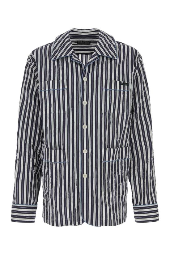 26SS 돌체앤가바나 크링클 스트라이프 배니티 셔츠 G5OI1TFBMFU S8053 NAVY