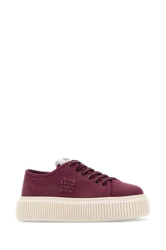 26FW 미우미우 로고 데님 스니커즈 5E389EF0051350 F0007 BURGUNDY - MIU MIU