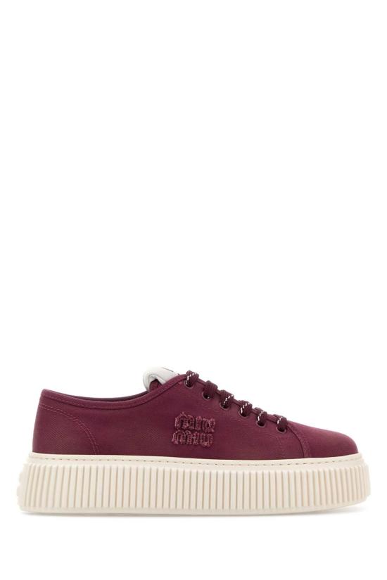 26FW 미우미우 로고 데님 스니커즈 5E389EF0051350 F0007 BURGUNDY