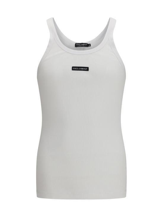 26SS 돌체앤가바나 로고 프린트 코튼 탱크 탑 G8PA8TG7P3I W0800 WHITE