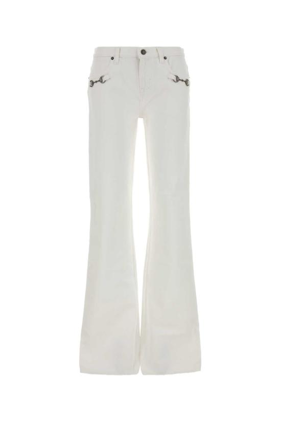 26FW 구찌 홀스빗 코튼 데님 팬츠 872605XDDFX 9000 WHITE