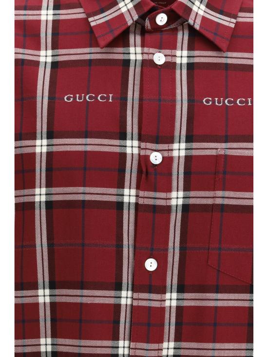 26SS 구찌 타르탄 코튼 자카드 셔츠 852895ZAUAC 6013 BORDEAUX - GUCCI