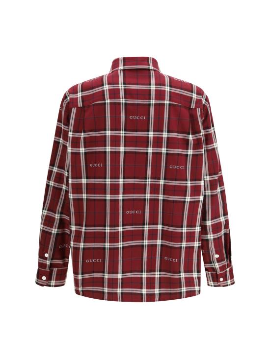 26SS 구찌 타르탄 코튼 자카드 셔츠 852895ZAUAC 6013 BORDEAUX - GUCCI