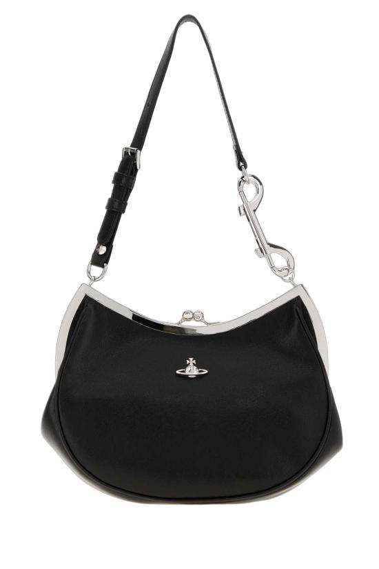 26FW 비비안웨스트우드 카프스킨 스몰 로고 토트백 4B01000PWL00BX N401 BLACK