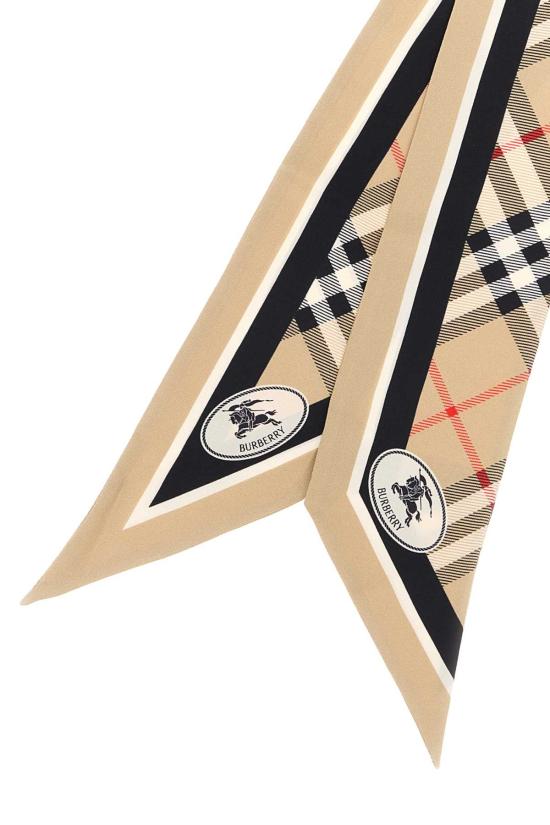  버버리 스키니 체크 나이트 스탬프 실크 스카프 8114238 A2021 BEIGE - BURBERRY