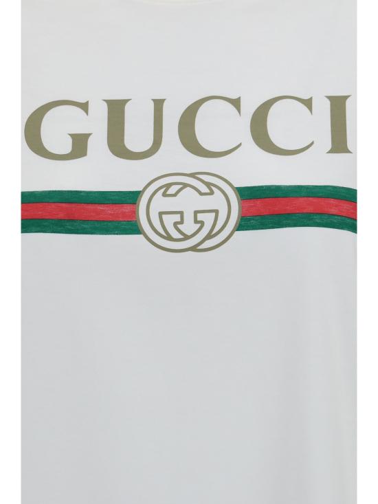 26FW 구찌 로고 프린트 코튼 저지 실크 티셔츠 865015XJHUF 9280 WHITE - GUCCI