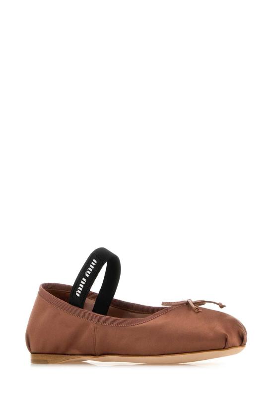  미우미우 사틴 발레리나 5F794DFDX05QU6 F0324 BROWN - MIU MIU