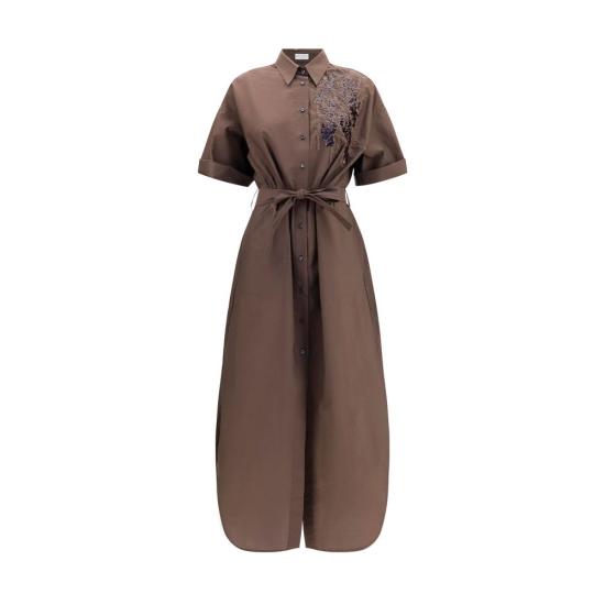 26SS 브루넬로 쿠치넬리 원피스 BRM0F79AHD91C8589BB BROWN