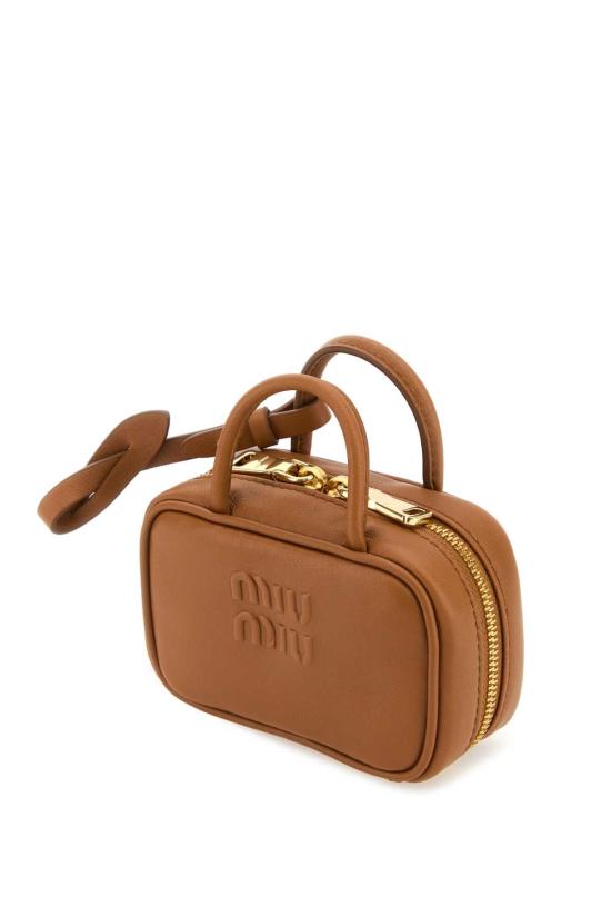 25FW 미우미우 레더 백 참 5NR036AF8W F0046 BROWN - MIU MIU