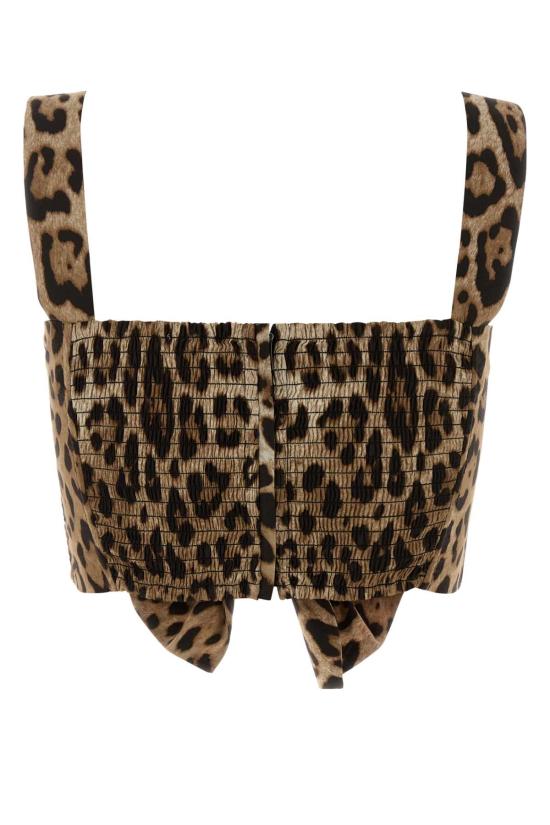 26SS 돌체앤가바나 레오파드 프린트 포플린 탑 F74H5THS5E3 HY13M BEIGE - DOLCE & GABBANA