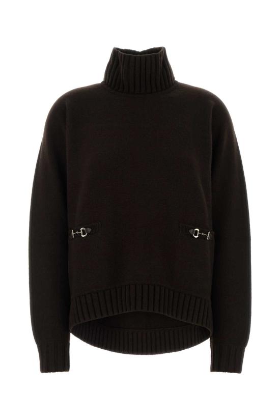 25FW 구찌 디테일 리브 터틀넥 스웨터 828685XKEVK 2344 BROWN