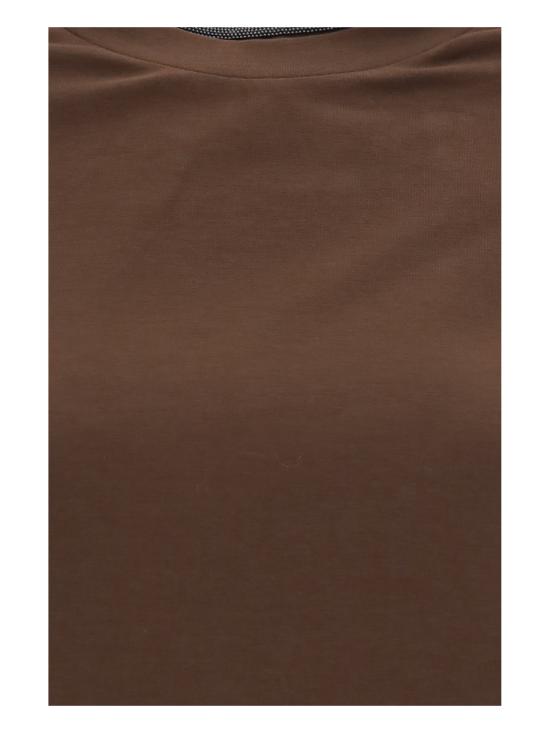 26FW 브루넬로 쿠치넬리 콘트라스트 트림 코튼 티셔츠 M0T18BD200 C4211 BROWN - BRUNELLO CUCINELLI