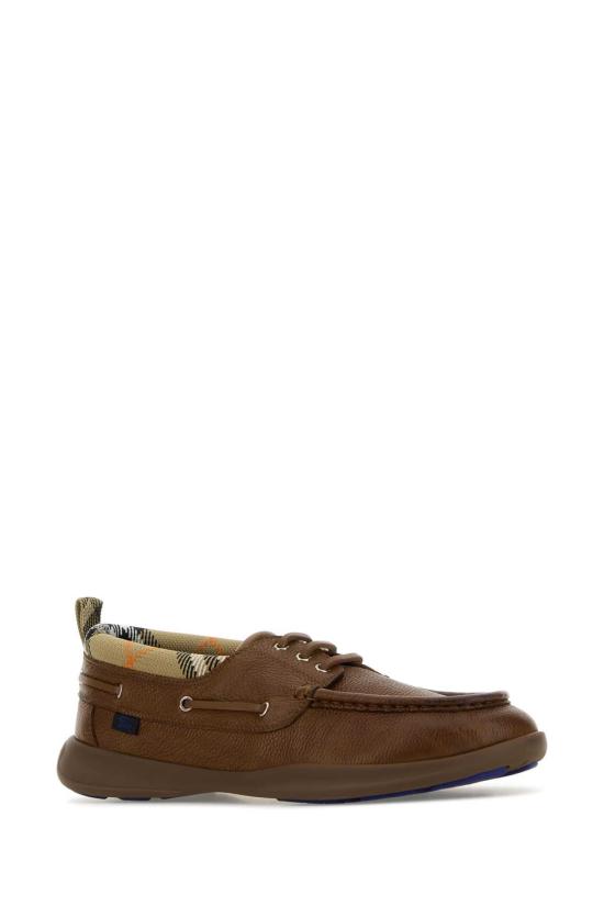  버버리 체크 트림 보트 슈즈 8107290 C2239 BROWN - BURBERRY