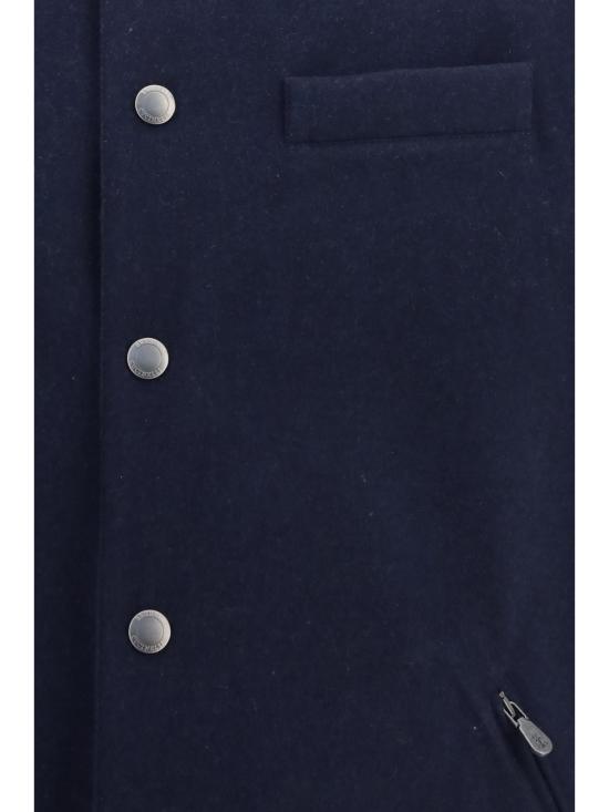 26FW 브루넬로 쿠치넬리 본디드 울 플란넬 디테처블 후드 다운 베스트 MM4701775 CQJ36 BLU COLORATO - BRUNELLO CUCINELLI
