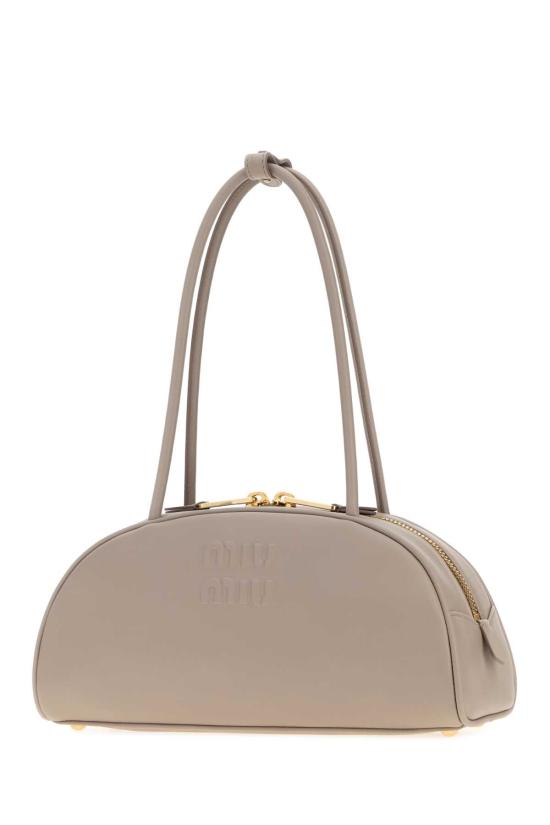 26FW 미우미우 보 레더 미디엄 토트백 5BB1932CRW F0D32 BEIGE - MIU MIU