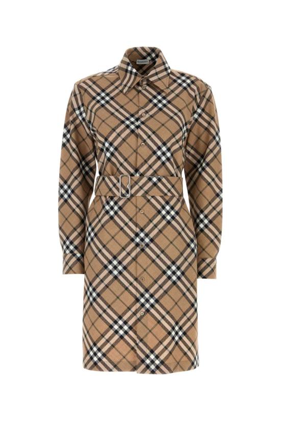 26SS 버버리 체크 울 블렌드 셔츠 드레스 8095080 C1202 BEIGE