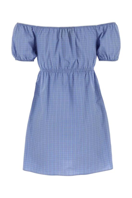 26SS 미우미우 체크 패턴 포플린 미니 드레스 MF6225SOOO183A F0076 BLUE - MIU MIU