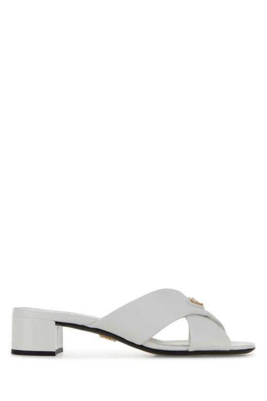 26SS 프라다 크리스크로스  힐 뮬 1XX788F0353A9S F0009 WHITE