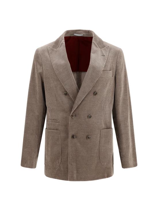 26FW 브루넬로 쿠치넬리 코튼 캐시미어 더블 블레이저 MY4997BBDH C2930 GRAY
