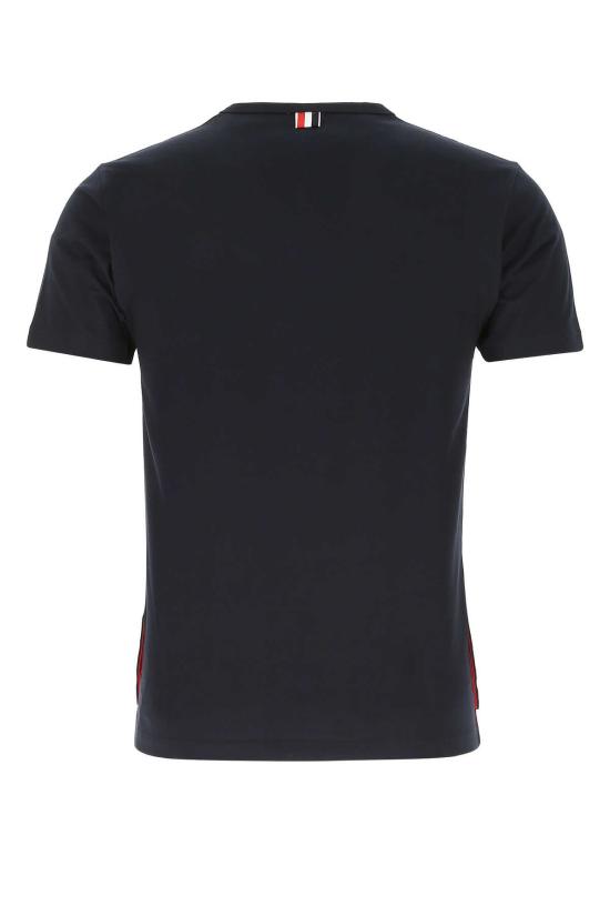  톰브라운 미디움 웨이트 저지 팁 포켓 크루넥 티셔츠 MJS010A01454 415 NAVY - THOM BROWNE