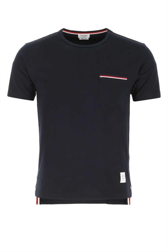 톰브라운 미디움 웨이트 저지 팁 포켓 크루넥 티셔츠 MJS010A01454 415 NAVY