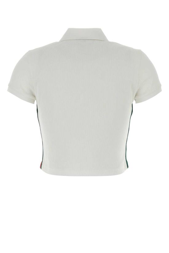 26FW 구찌 웹 리브 코튼 저지 폴로 셔츠 875665XJHYN 9000 WHITE - GUCCI