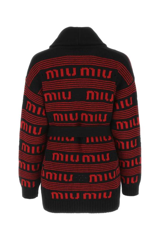  미우미우 자수 캐시미어 니트 스웨터 가디건 MMF686S23112KB F0N98 BLACK - MIU MIU