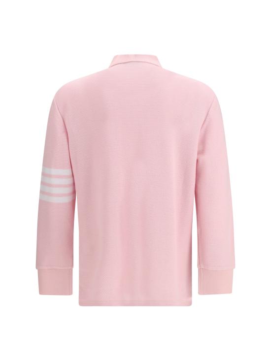 26FW 톰브라운 텍스쳐드 피케 4바 롱슬리브 폴로셔츠 MJP234AJ0248 680 PINK - THOM BROWNE