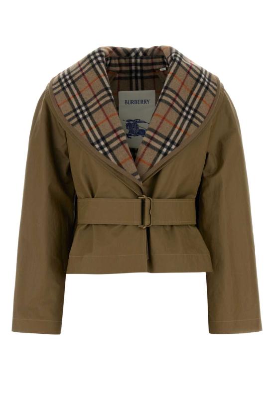 26SS 버버리 크롭 코튼 자켓 체크 워머 8119106 C1311 BEIGE