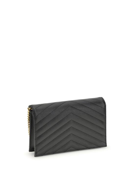 26FW 생로랑 그랑 드 뿌드르 레더 카산드라 엔벨로프 체인 지갑 857605BOW01 1000 BLACK - SAINT LAURENT