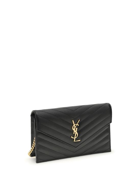 26FW 생로랑 그랑 드 뿌드르 레더 카산드라 엔벨로프 체인 지갑 857605BOW01 1000 BLACK - SAINT LAURENT