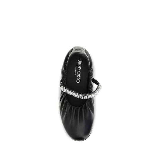 26FW 지미추 플랫 슈즈 JIJ000184178XBLACKCRYSBB - JIMMY CHOO