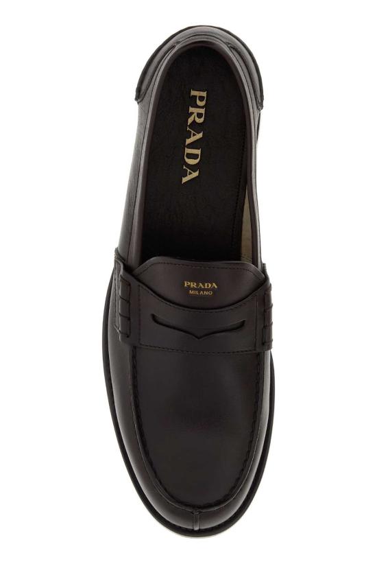 26FW 프라다 레터링 로고 텍스처드 레더 로퍼 2DB238FX000UZE F0003 BROWN - PRADA