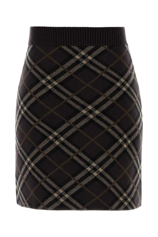 25FW 버버리 체크 울 캐시미어 스커트 8114203 B2412 BLACK - BURBERRY