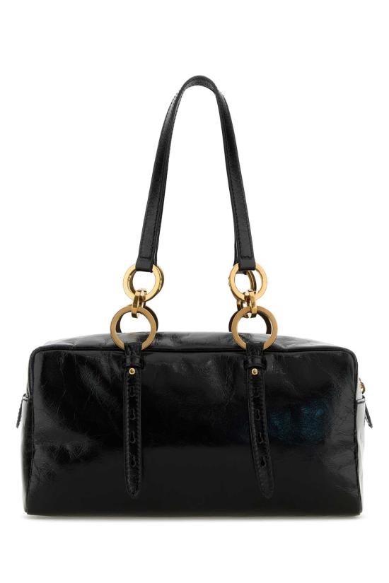  프라다 댕글 미디움 레더 탑 핸들 백 1BB1382CYR F0002 BLACK - PRADA