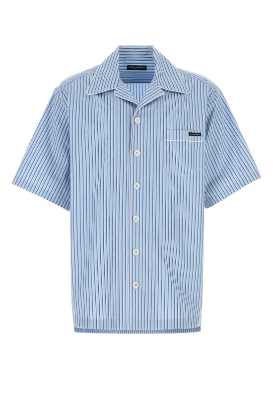 26SS 돌체앤가바나 하와이 스트라이츠 포플린 셔츠 G5OL6TFR513 S8052 BLUE