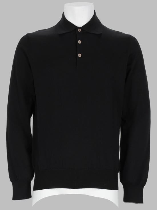 26FW 브루넬로 쿠치넬리 니트 폴로 셔츠 M29800135 CH101 BLACK