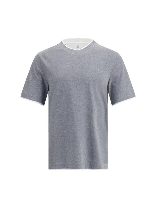 26FW 브루넬로 쿠치넬리 자수 로고 티셔츠 M0B137427 CY918 GRAY