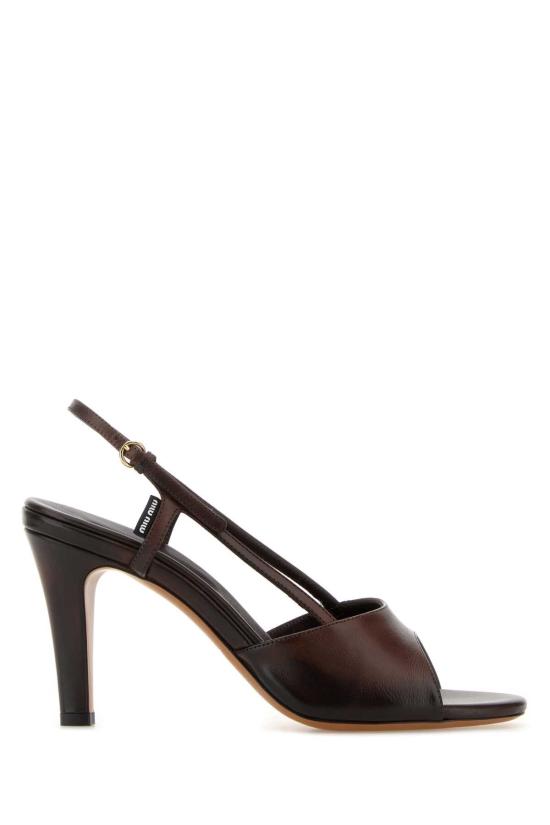 25FW 미우미우 빈티지 레더 오픈 토 샌들 5X547EF085537 F0003 BROWN