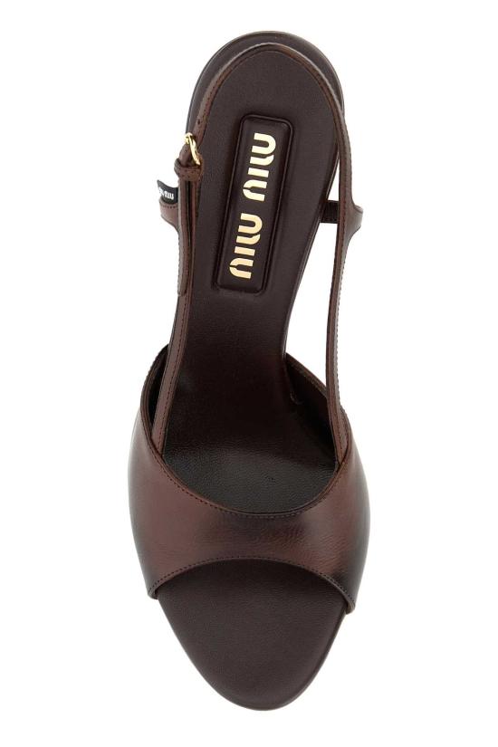 25FW 미우미우 빈티지 레더 오픈 토 샌들 5X547EF085537 F0003 BROWN - MIU MIU