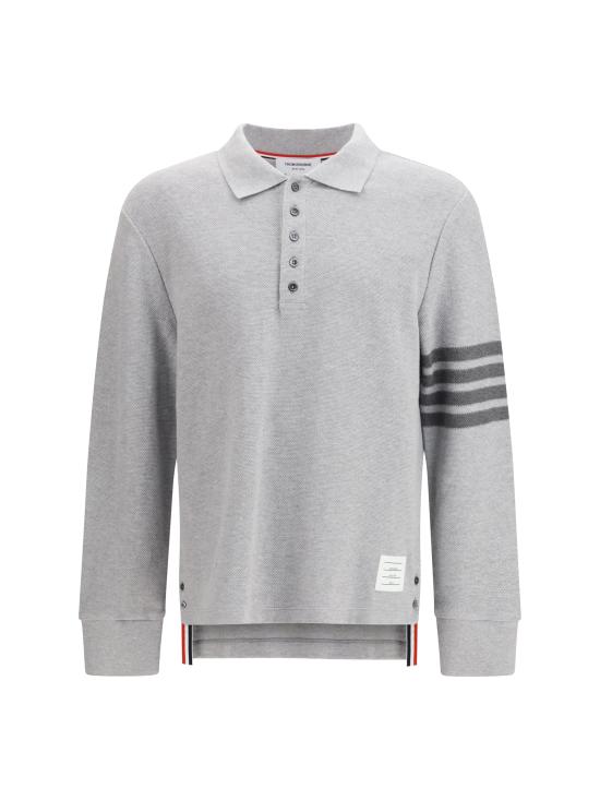 26FW 톰브라운 텍스쳐드 피케 4바 롱슬리브 폴로셔츠 MJP234AJ0248 050 GRAY