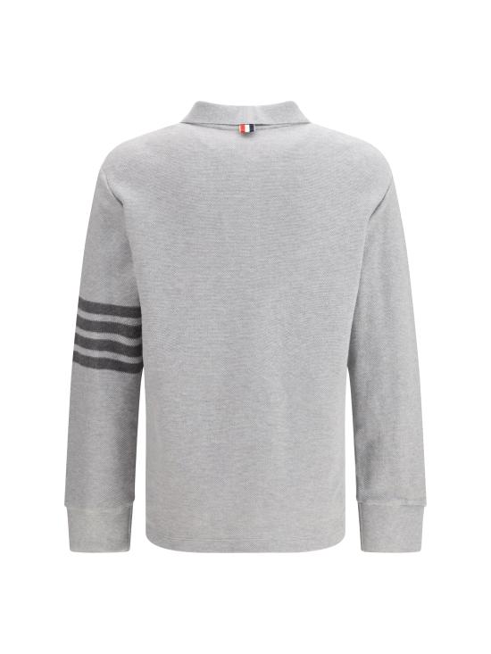 26FW 톰브라운 텍스쳐드 피케 4바 롱슬리브 폴로셔츠 MJP234AJ0248 050 GRAY - THOM BROWNE