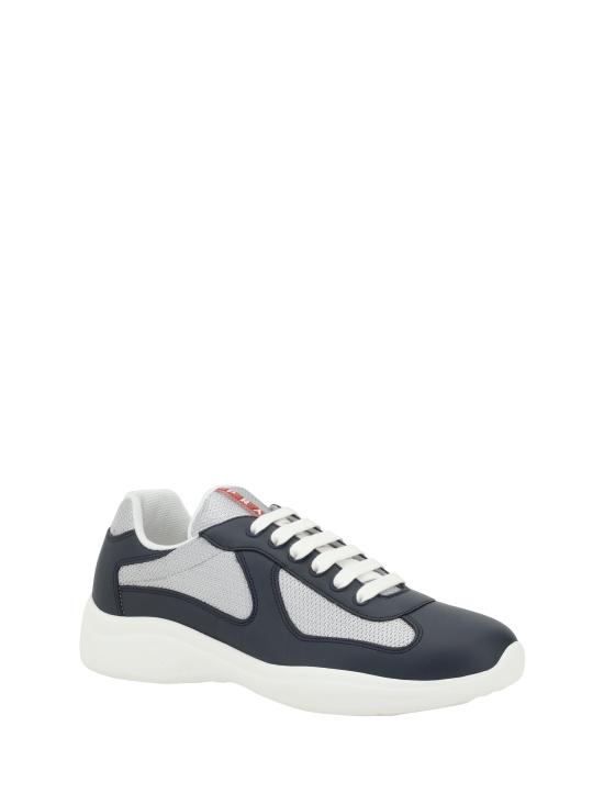 26FW 프라다 아메리카 컵 가죽 레더 로우탑 스니커즈 4E3400FG0006GW F0W4C BALTICO ARGENTO - PRADA
