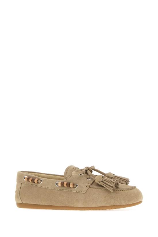 26FW 미우미우 스웨이드 태슬 장식 덱 슈즈 5D518EF005054 F0F24 BEIGE - MIU MIU