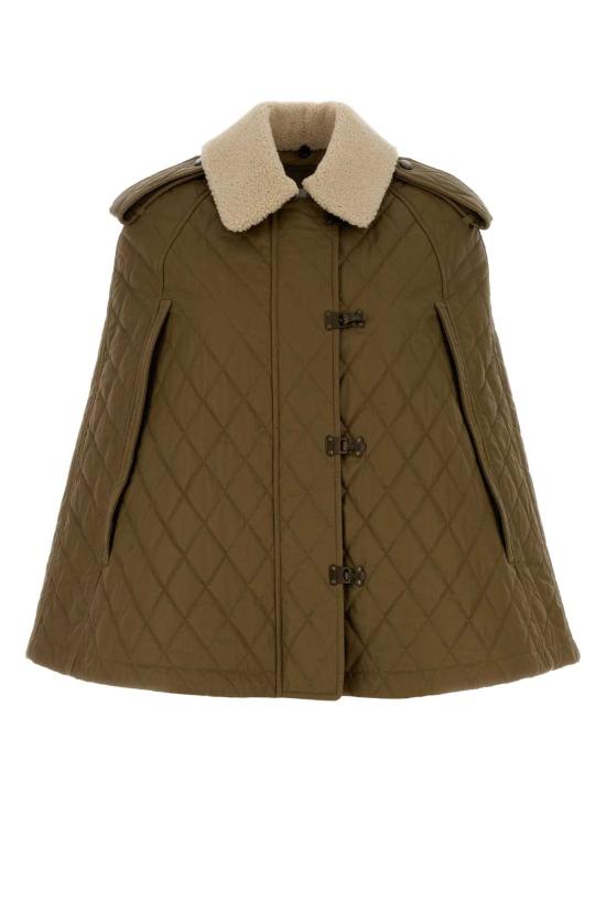 26SS 버버리 시얼링 칼라 퀼팅 코튼 히스 케이프 8122271 C2556 KHAKI