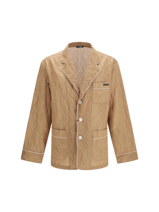 26SS 돌체앤가바나 크링클 스트라이프 패브릭 셔츠 스타일 배니티 로브 G2WK2TFBMFT S8054 BEIGE
