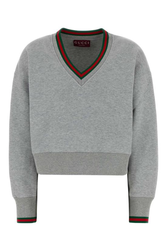 26SS 구찌 웹 코튼 저지 스웨트셔츠 847933XJHIR 1160 GRAY