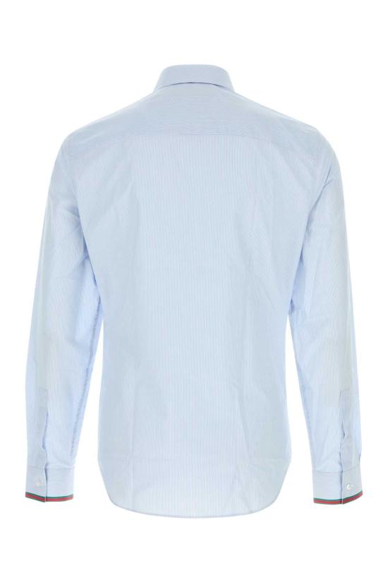 26SS 구찌 웹 디테일 스트라이프 코튼 셔츠 852707ZAS5W 4305 LIGHT BLUE - GUCCI