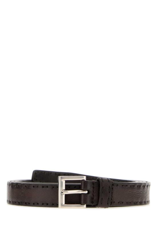 26FW 프라다 스티치 레일 메탈 버클 나파 가죽 슬림 벨트 2CC7322ZQ4 F0201 BROWN